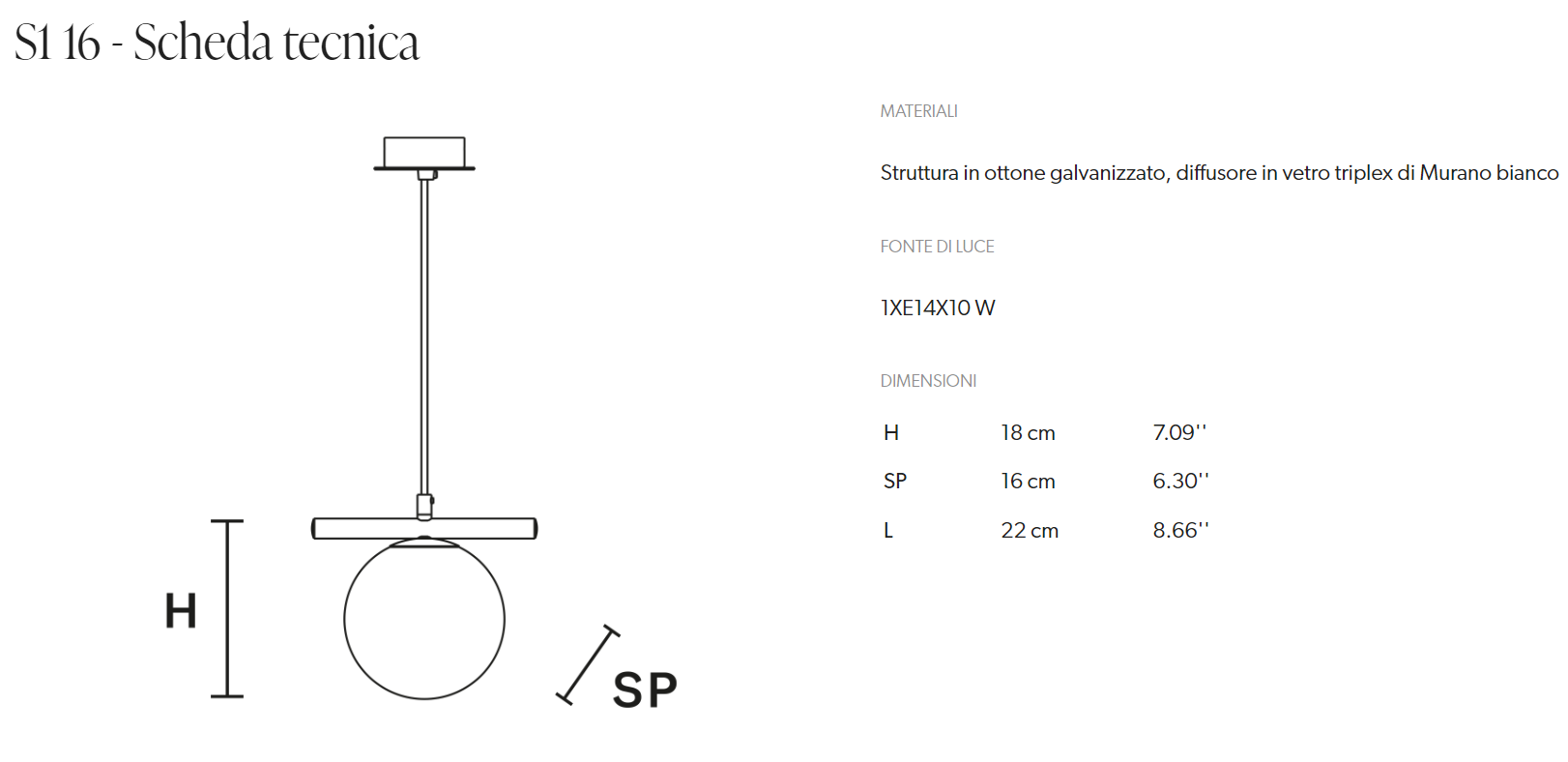 Pendul POSY S1 12/S1 16/S1 20/S1 25