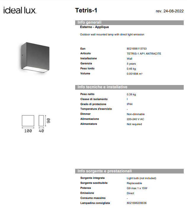 APLICA TETRIS-1 AP/EXTERIOR