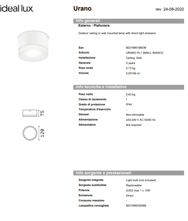 PLAFONIERA URANO SMALL/BIG EXTERIOR