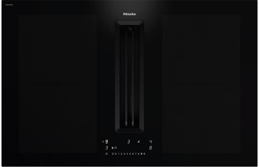 Plita incorporabila cu hota integrata Miele Platinum cu 4 zone KMDA 7676-1 FL BlackPerfection