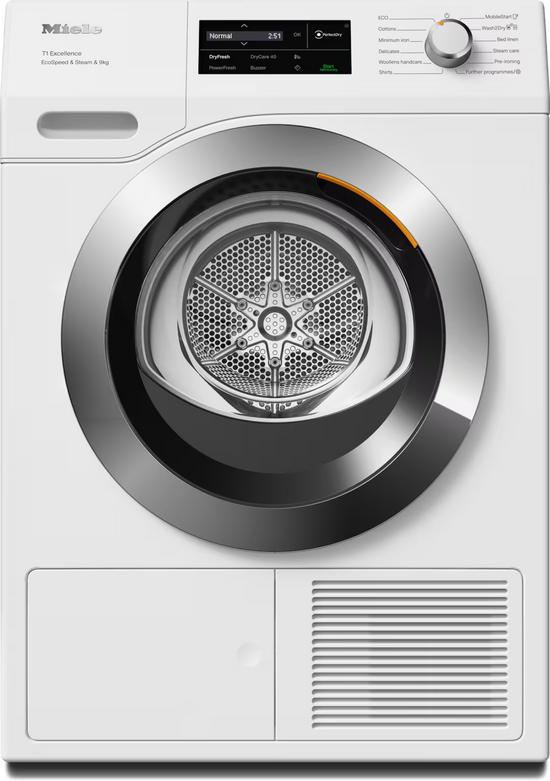Uscator cu pompa de caldura Miele Platinum TEL695WP Steam&9kg Alb lotus – Miele