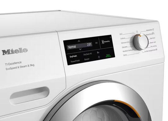 Uscator cu pompa de caldura Miele Platinum TEL695WP Steam&9kg Alb lotus – Miele