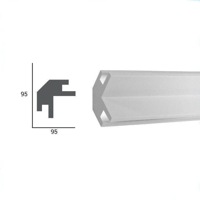 Profil pentru banda LED din polistiren extrudat acoperit cu rasina minerala KD203 - 9.5x9.5x115 cm