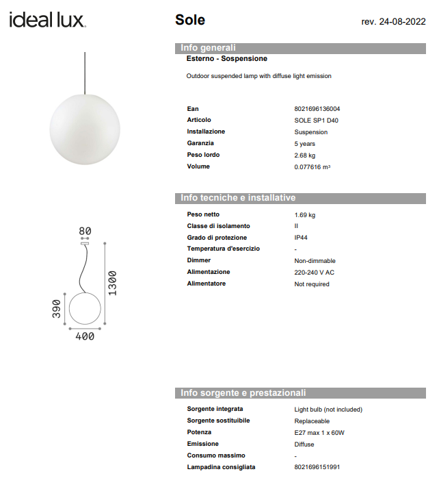 Lampadar Sole sp1/EXTERIOR