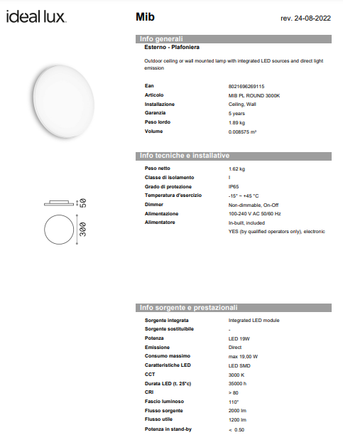PLAFONIERA MIB PL ROTUND/EXTERIOR